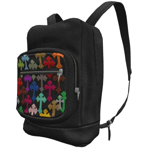 Черный рюкзак с цветными крестами